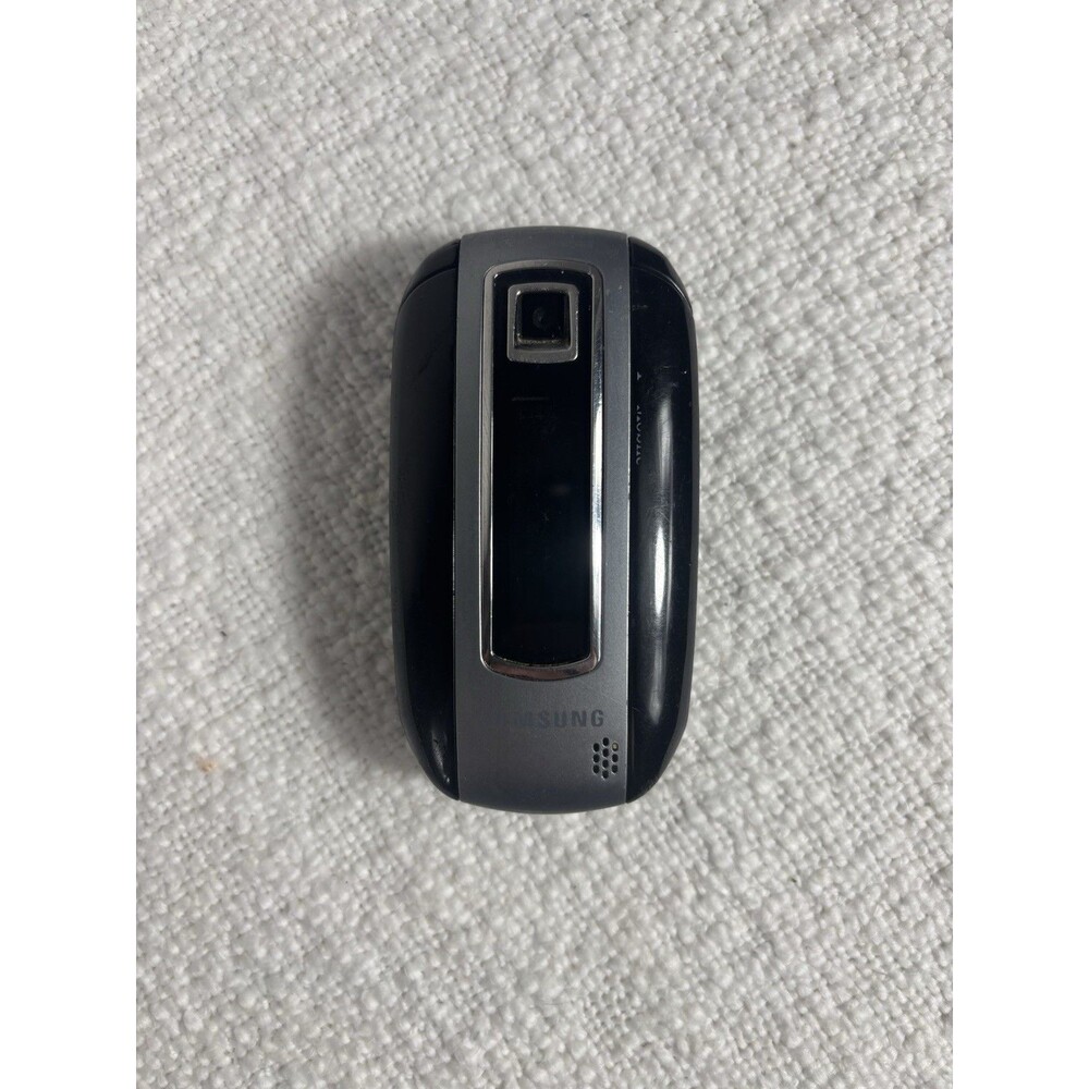 Samsung SGH-T329 Samsung Stripe Black & Silver T Mobile Rare Flip Phone Untested